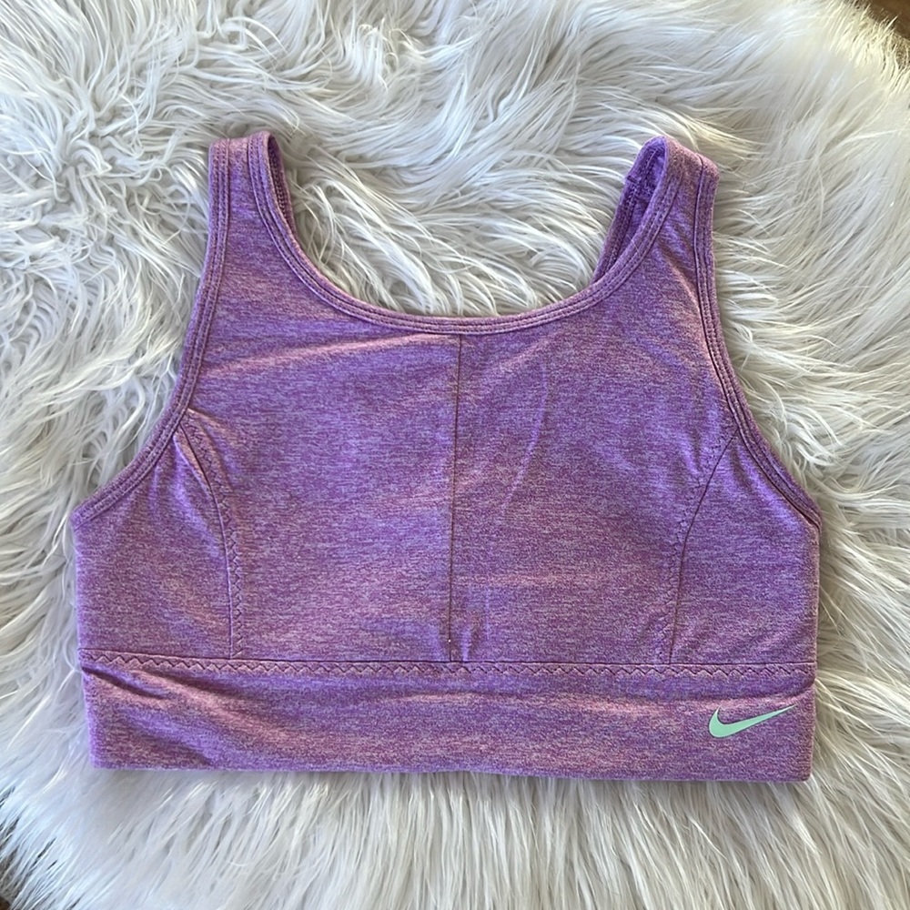 Nike large purple and aqua sports bra full coverage front